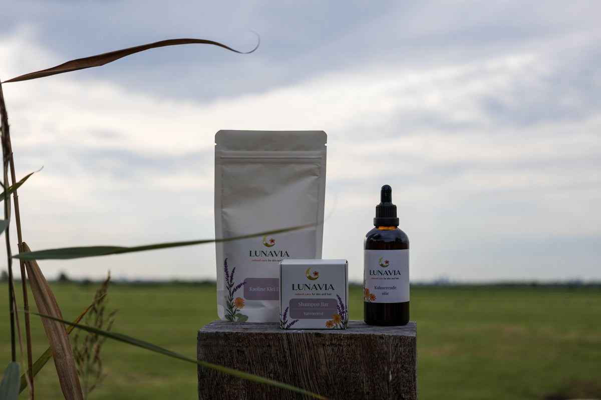 Calming detox set: shampoo bar, hoofdhuid olie en kleimasker